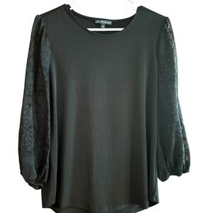EUC Black Lace Sleeve Top